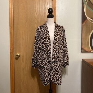 Worthington XXL Multi-Color w/Animal Print 3/4 Sleeve Open-Front Jacket - EUC